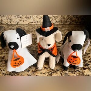 Target Bullseye Halloween 2 Stuffed Ghost and 1 Witch Costume Dog Decorations